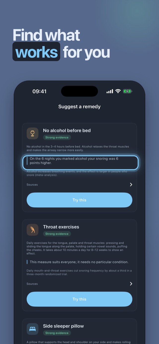 Find what works for you — evidence-graded remedies built from your own nights